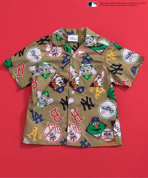 MLB ブラウス シャツ 総柄シャツ キッズ 子供服 男の子 女の子