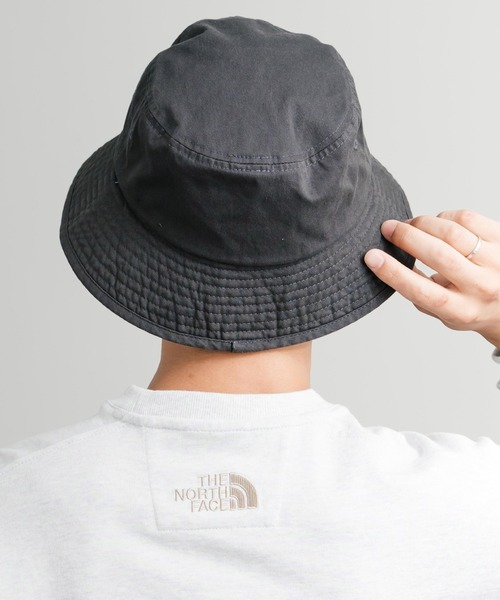 【新品未使用】韓国限定 ノースフェイス バケットハット グレー 刺繍ロゴ 新品未使用】韓国限定 ノースフェイス バケットハット グレー