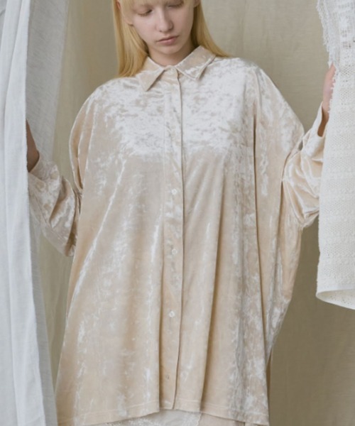 Libra Cue（リブラ キュー） ブラウス シャツ ベロアオーバーシャツ