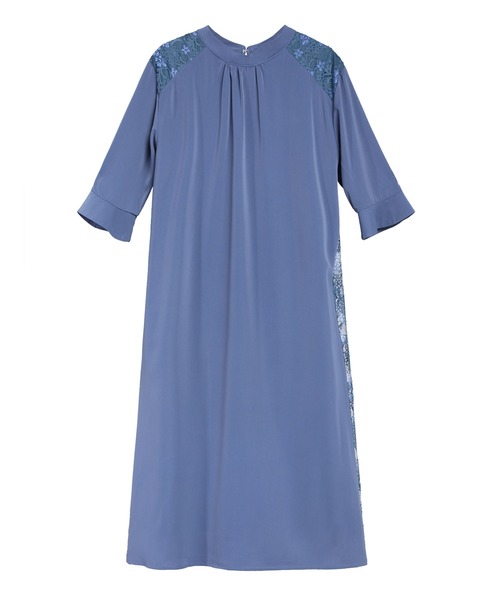 「DRESS PLUS」 半袖ワンピース X-LARGE グレイッシュブルー レディース_画像2