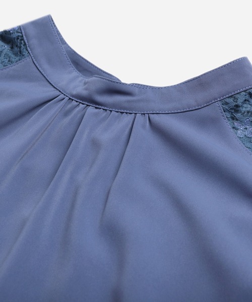 「DRESS PLUS」 半袖ワンピース X-LARGE グレイッシュブルー レディース_画像5