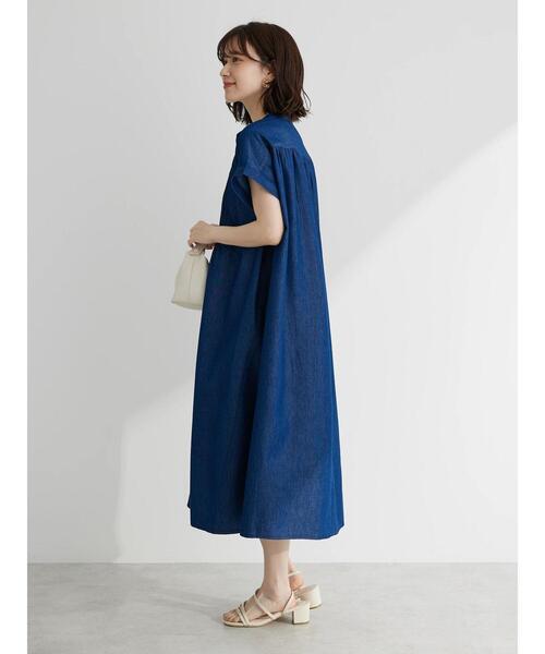 「Green Parks」 「chocol raffine robe」半袖ワンピース FREE ダークインディゴブルー レディース_画像3