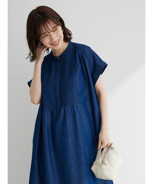 「Green Parks」 「chocol raffine robe」半袖ワンピース FREE ダークインディゴブルー レディース_画像5