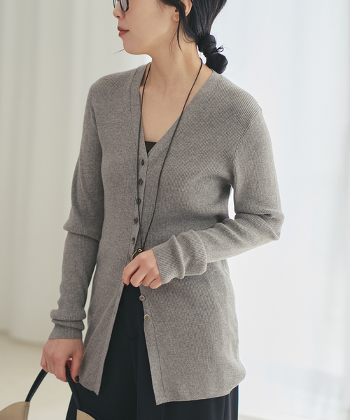 Plageプラージュ　Collar カーディガン　グレー Collar Knit カーディガン（カーディガン）｜Plage（プラージュ）の