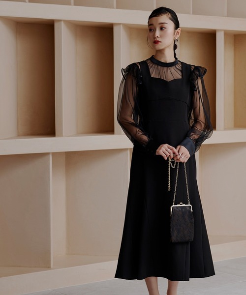 「RUIRUE BOUTIQUE」 コンビワンピース L ネイビー レディースの画像