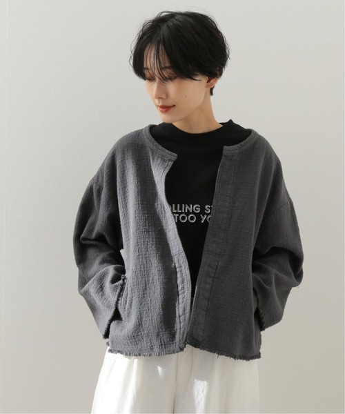 「FRAMeWORK」 ノーカラージャケット - ベージュ レディースの画像