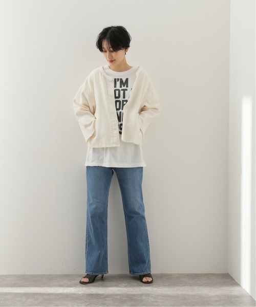 「FRAMeWORK」 ノーカラージャケット - ベージュ レディースの画像