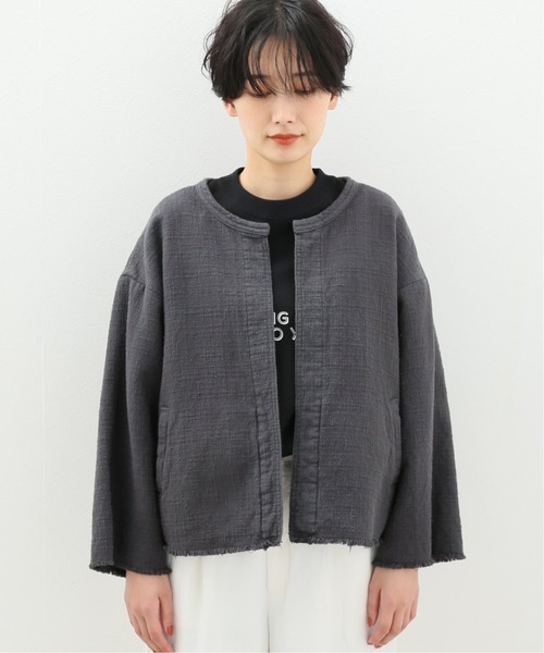 「FRAMeWORK」 ノーカラージャケット - ベージュ レディースの画像