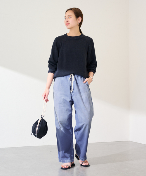 ワイドパンツ パンツ ATELLIER WELLS BY JOHNBULL フレンチワークイージーパンツ レディースの画像