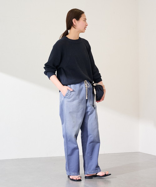 ワイドパンツ パンツ ATELLIER WELLS BY JOHNBULL フレンチワークイージーパンツ レディースの画像
