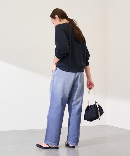 ワイドパンツ パンツ ATELLIER WELLS BY JOHNBULL フレンチワークイージーパンツ レディースの画像