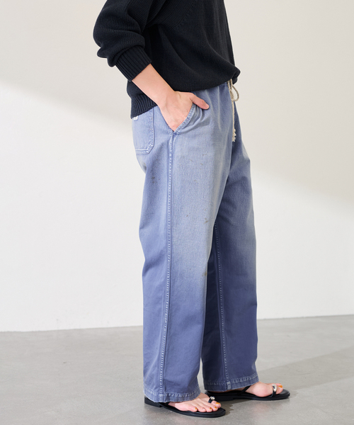 ワイドパンツ パンツ ATELLIER WELLS BY JOHNBULL フレンチワークイージーパンツ レディースの画像