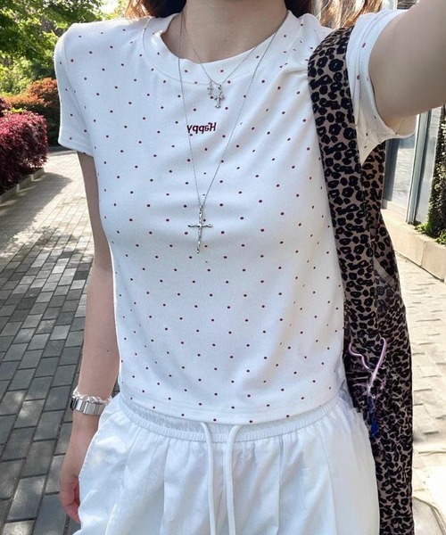 SpRay（スプレイ） tシャツ 半袖 「大人可愛い/ワンポイント」ドット