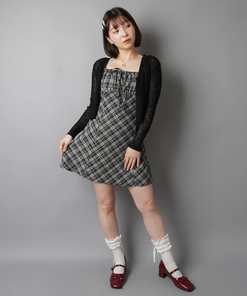SPINNS（スピンズ） ワンピース ヒロイン級チェックキャミミニワンピ