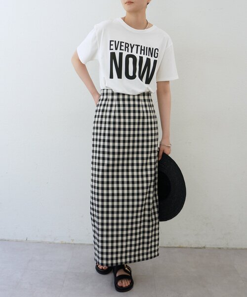スカート カラミチェックセミタイトスカートの画像