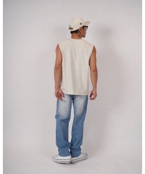 tシャツ ヘンリーネックワッフルノースリーブ メンズ_7