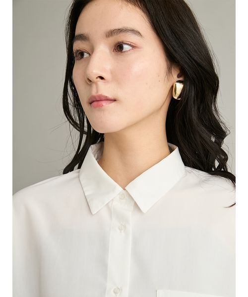 ブラウス シャツ 「LUMISHADE」ロールアップオーバーシャツ レディースの画像
