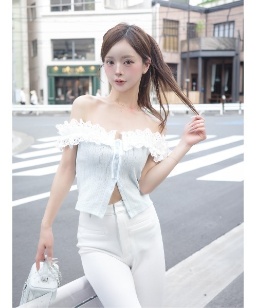 Darich（ダーリッチ） オフショルコットンレーストップス レディース