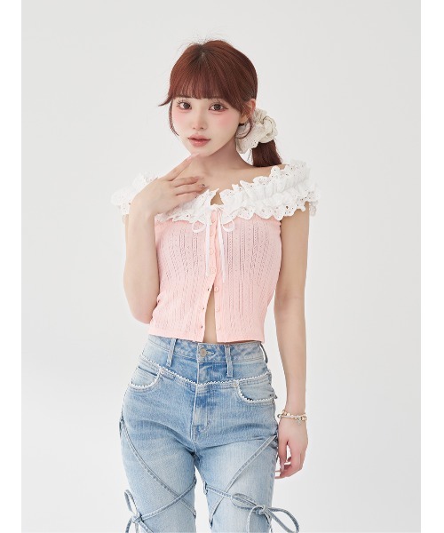 Darich（ダーリッチ） オフショルコットンレーストップス レディース