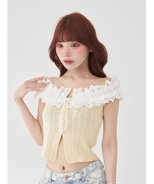 Darich（ダーリッチ） オフショルコットンレーストップス レディース
