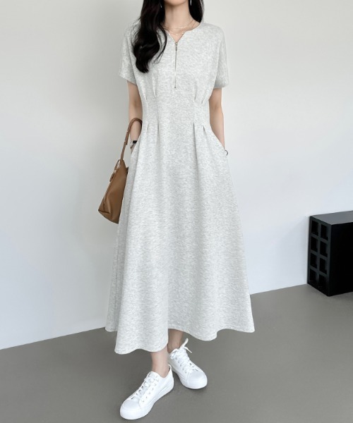 「COCOMOMO」 半袖ワンピース M ベージュ レディース_画像4