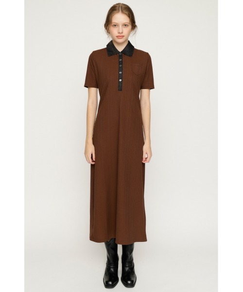 SLY（スライ） ワンピース 半袖 DOCKING POLO L/OP ドッキングポロ
