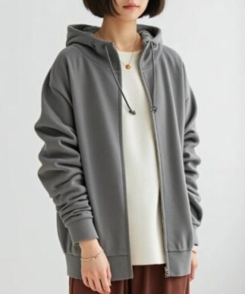 「cammie」 ジップアップパーカー M グレー レディース_画像2