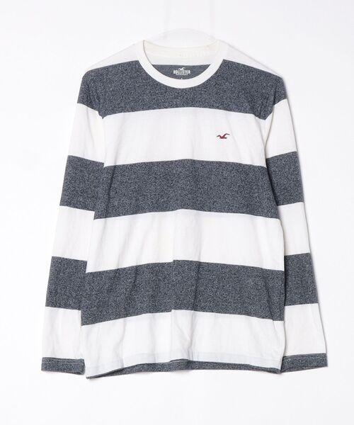 ヴィンテージ　新品Hollister 長袖 ボーダー シャーリング トップス　M Hollister 「Hollister」 ボーダー柄長袖Tシャツ S ネイビー メンズ