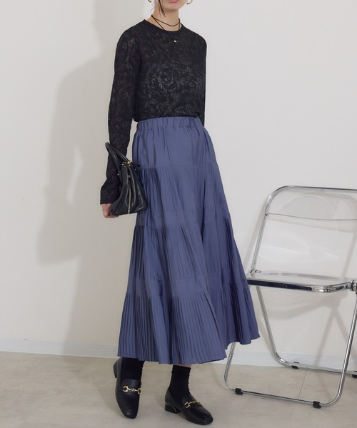 「Dignite collier」 プリーツスカート FREE ブルー レディース_画像7