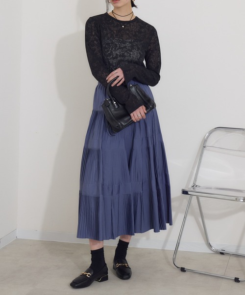 「Dignite collier」 プリーツスカート FREE ブルー レディース_画像9