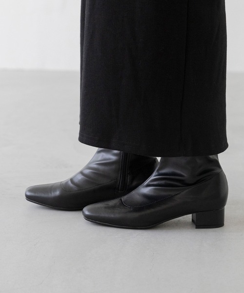 menue（メヌエ） ブーツ 3.5cmヒール ローヒール ストレッチブーツ