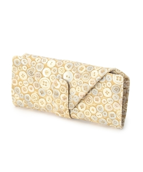 美品　ヒロコハヤシ　エレンディラ　ボタン　クリーム　長財布 美品✨ヒロコハヤシ エレンディラ 長財布 ボタンモチーフ