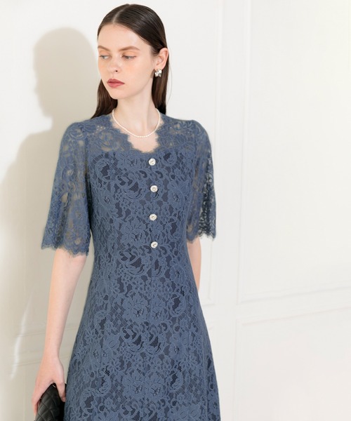 ビジューボ ドレス Paypayモール店 通販 Paypayモール ビジューボタン総レースワンピースドレス結婚式