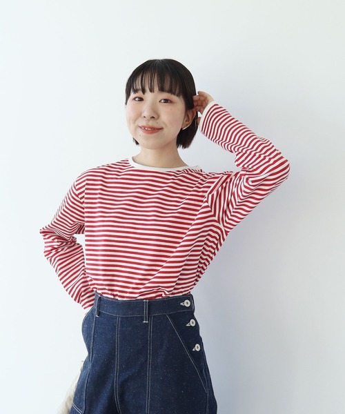 tシャツ ボーダー配色バインダー カットソー レディース PAR ICI tシャツ ボーダー配色バインダー カットソー レディース