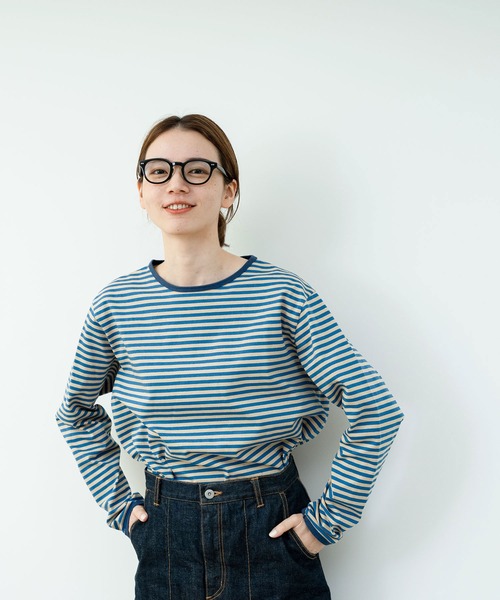 PAR ICI tシャツ ボーダー配色バインダー カットソー レディース