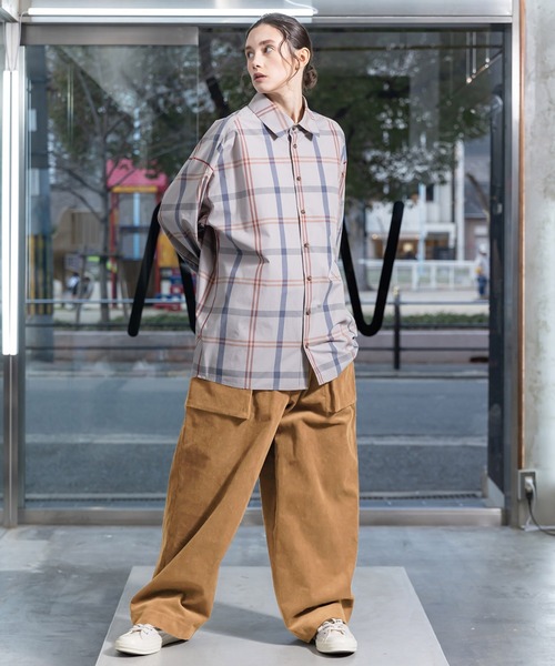 VOAAOV プリーツ入り グレイ コーデュロイワイドパンツ VOAAOV パンツ 「VOAAOV」 CORDUROY Gather Waist Wide Pants