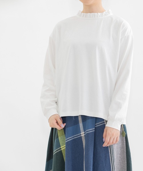 tシャツ USコットン天竺フリル衿カットソー レディース