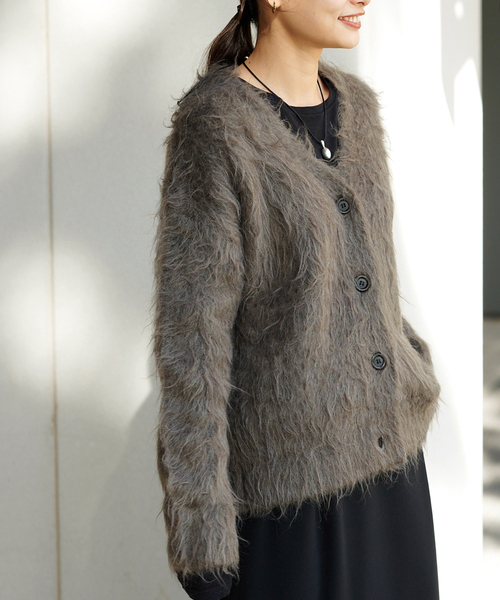 JOURNAL STANDARD カーディガン 「追加」シャギーVネック