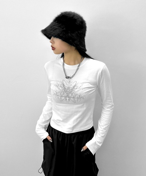 トップス unknown layered draped feather print tee unknown layered draped feather print tee