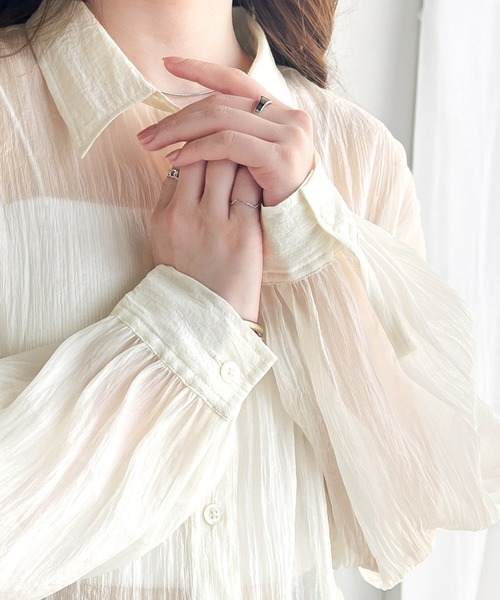 美品⭐︎ 【洗える】シャイニーシアーブラウス　綺麗め ROPE' ブラウス シャツ 「洗える」シャイニーシアーブラウス