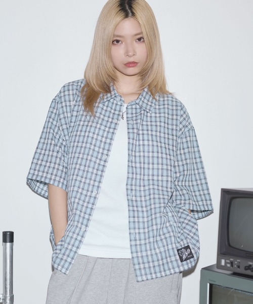 シャツ ハーフスリーブショート丈ミニチェックシャツ「UNISEX」 メンズ