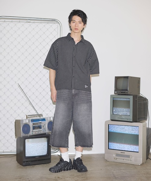 シャツ ハーフスリーブショート丈ミニチェックシャツ「UNISEX」 メンズ