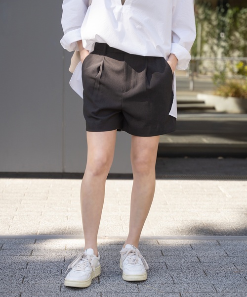 スピックアンドスパン ワンタックショートパンツ 38 黒 2024