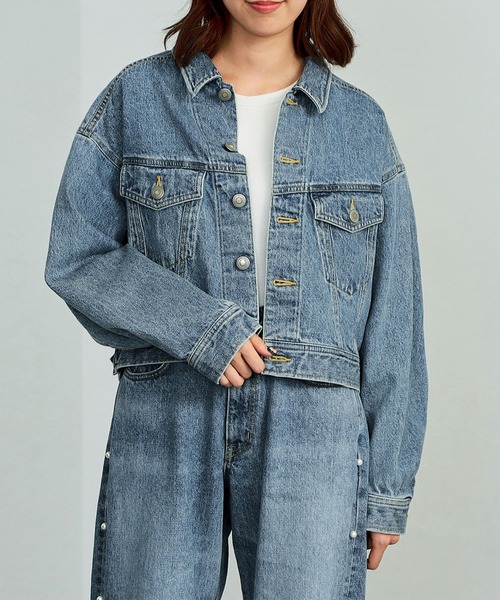 デニムジャケット gジャン SOMETHING×mk PEARL DENIM JACKET レディースの画像