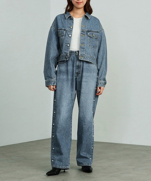 デニムジャケット gジャン SOMETHING×mk PEARL DENIM JACKET レディースの画像