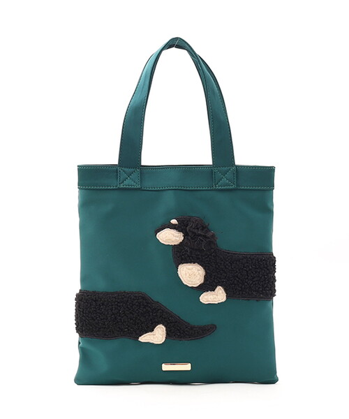 COOCO トートバッグ 犬モチーフ刺繍トートバッグ レディース