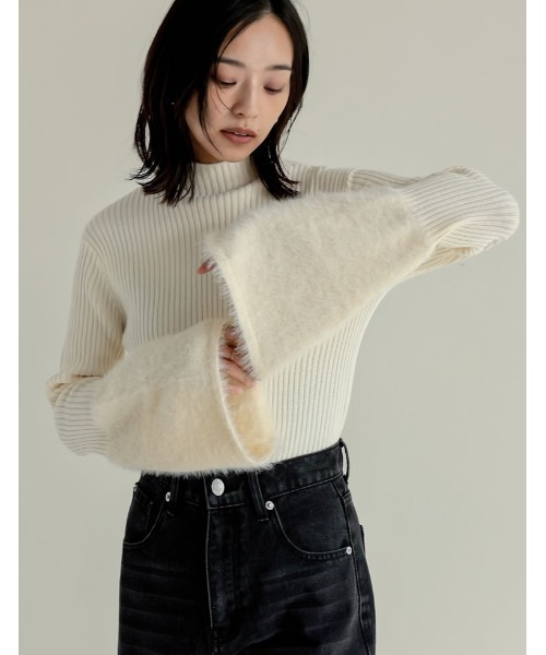 Re:EDIT（リエディ） ニット セーター 袖フェザーフレアスリーブニット