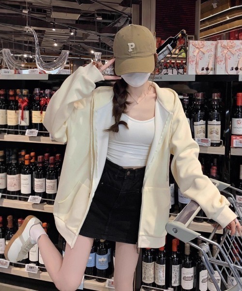 パーカー 「再入荷」「12色展開」「裏ボア」カラー ダブルジップ