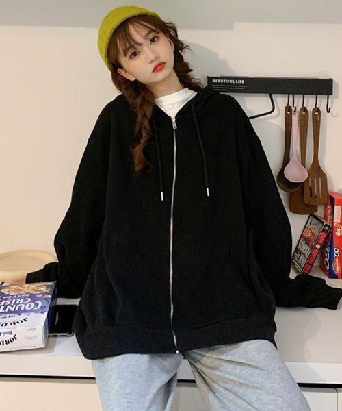 パーカー 「再入荷」「12色展開」「裏ボア」カラー ダブルジップ