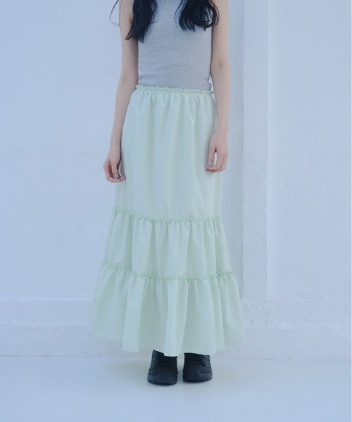 Smyeon スカート Gather tiered long skirt/ ギャザーティアード